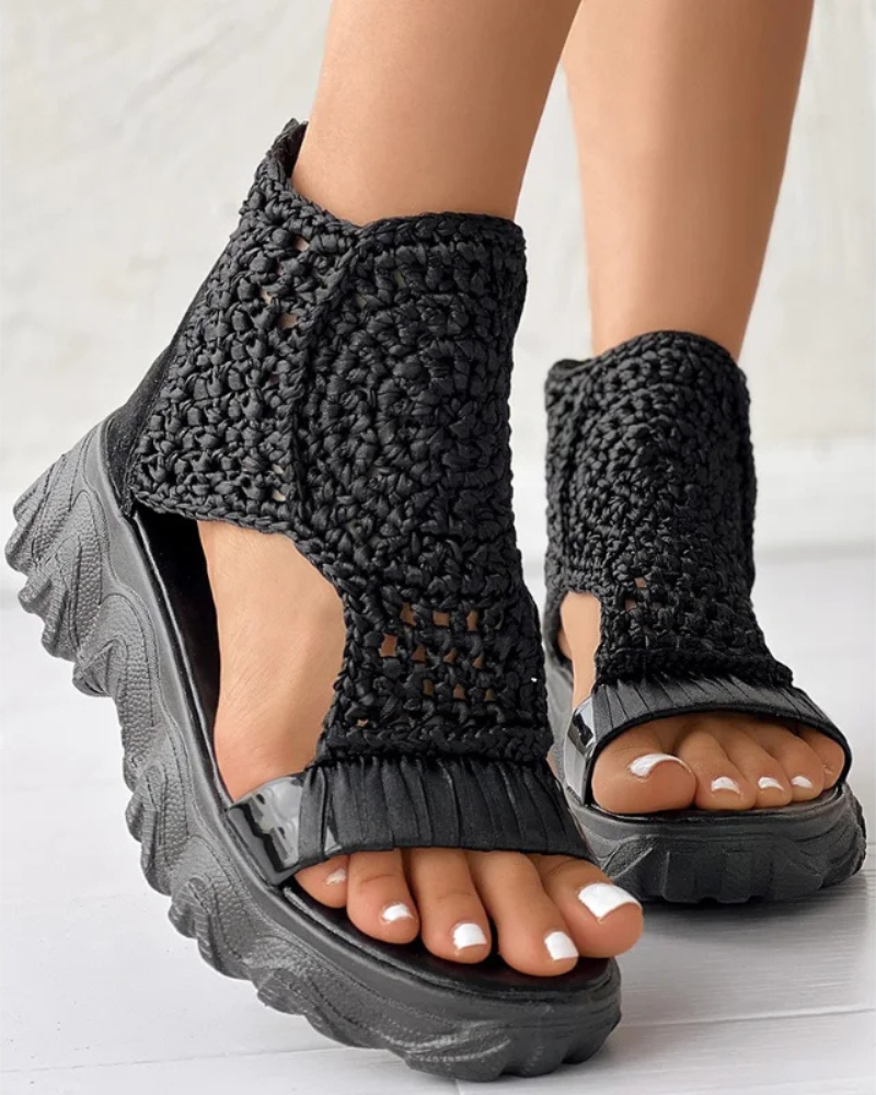 ÉLISE™ – Boho Knit Sandals