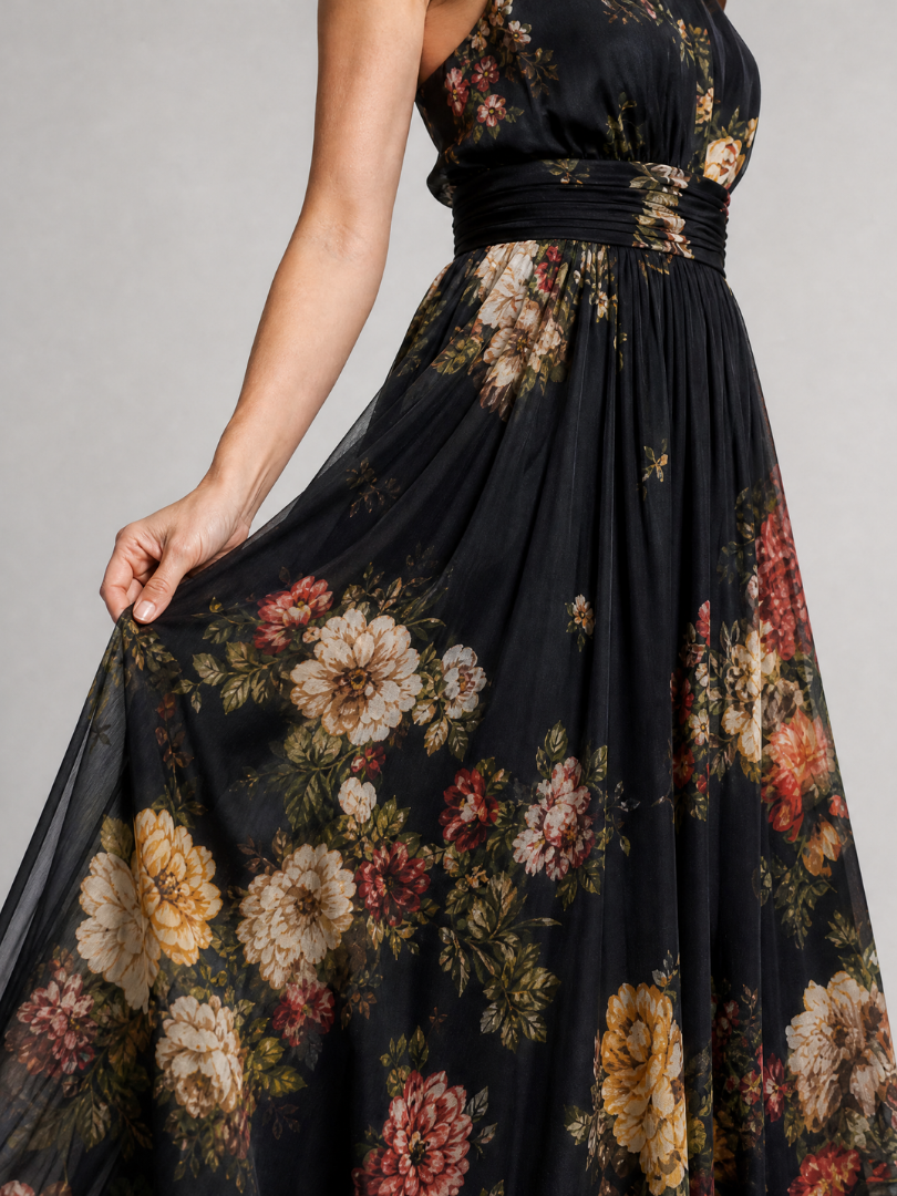 LAURA™ | Floral Halter Neck Midi Dress
