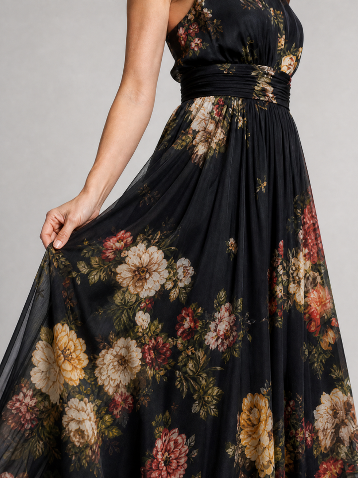 LAURA™ | Floral Halter Neck Midi Dress