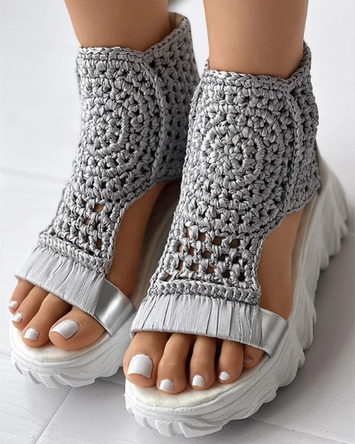 ÉLISE™ – Boho Knit Sandals