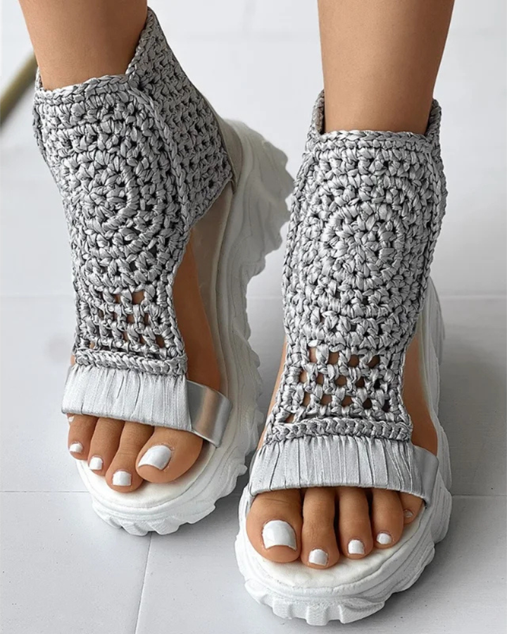 ÉLISE™ – Boho Knit Sandals