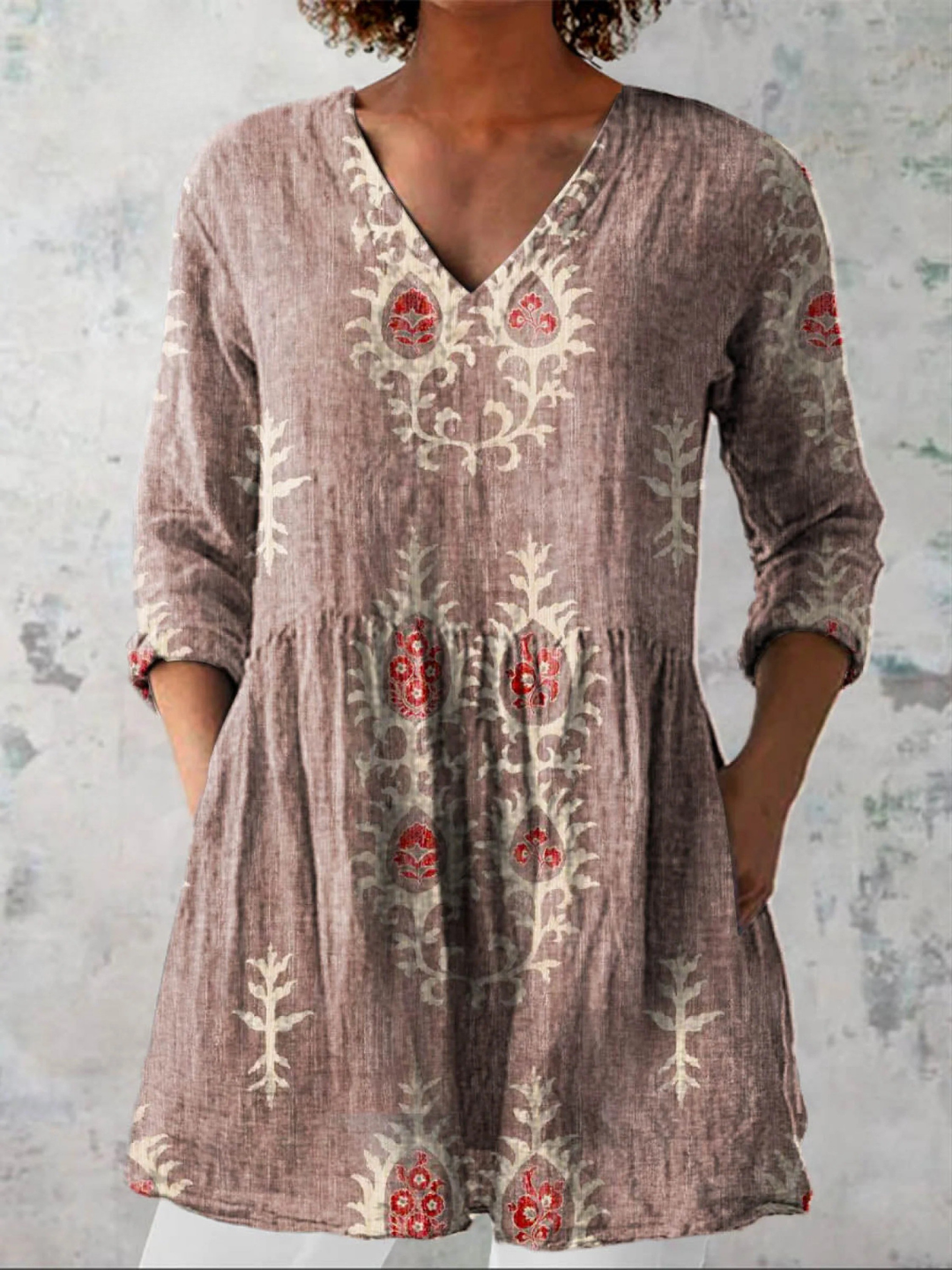 ESANDRINE™ - Long Blouse with V-Neck