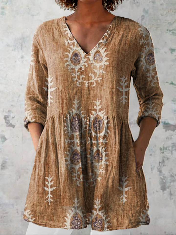 ESANDRINE™ - Long Blouse with V-Neck