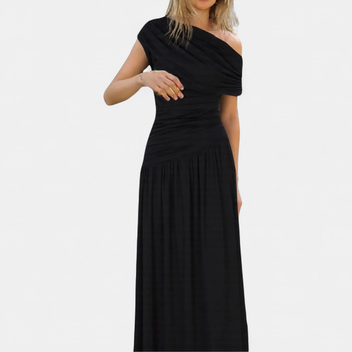 CELINE™ – One-Shoulder Pleated Midi Dress