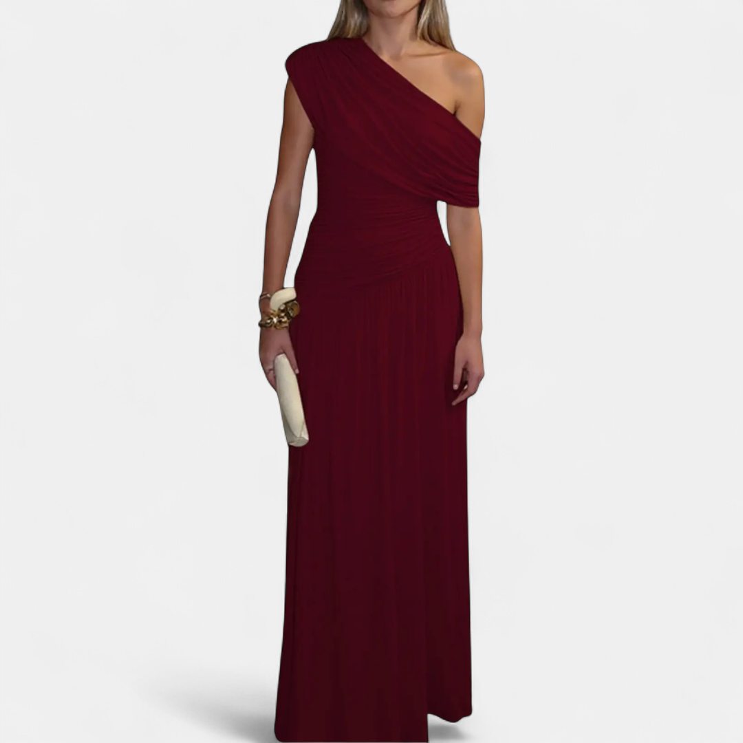 CELINE™ – One-Shoulder Pleated Midi Dress