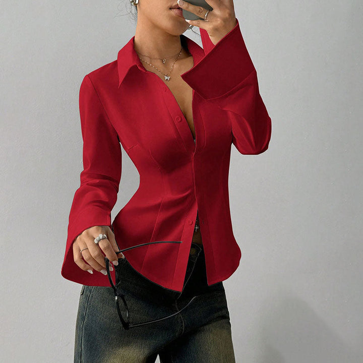 CLAIRE™ – Slim Fit V-Neck Blouse