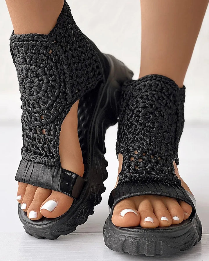 ÉLISE™ – Boho Knit Sandals