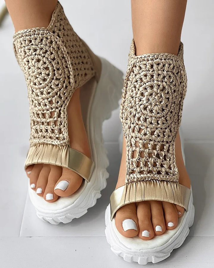 ÉLISE™ – Boho Knit Sandals
