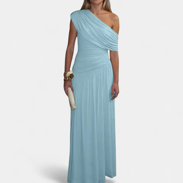 CELINE™ – One-Shoulder Pleated Midi Dress
