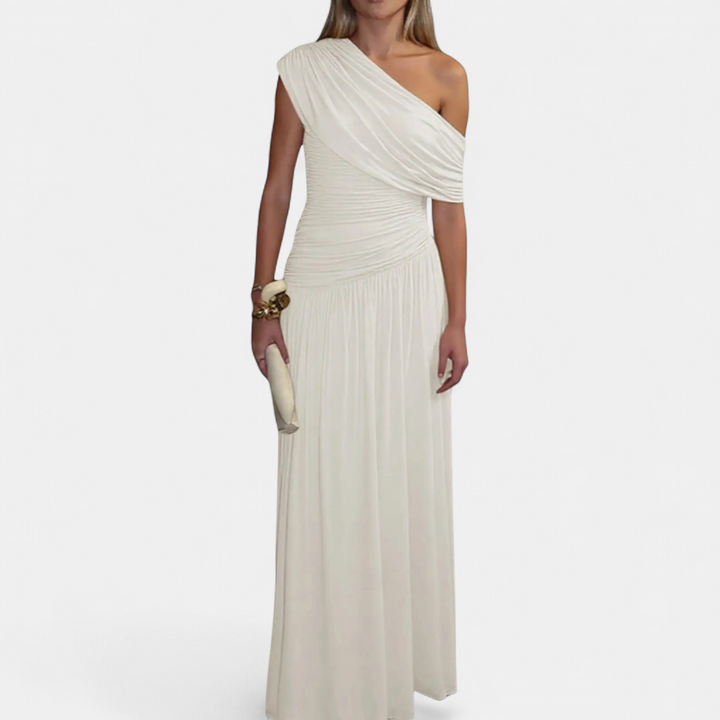 CELINE™ – One-Shoulder Pleated Midi Dress