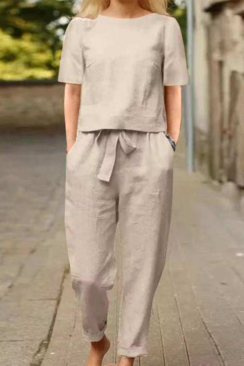ADDISON™ - Cotton-Linen Blend Monochrome Two-Piece Set