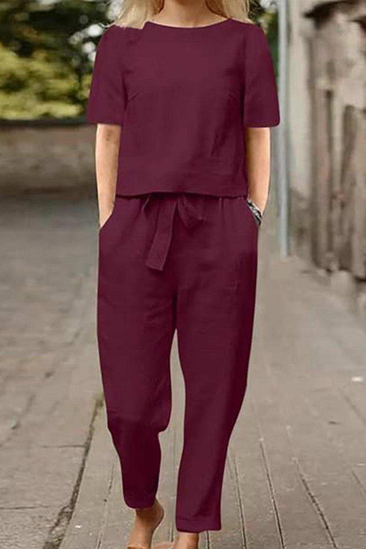 ADDISON™ - Cotton-Linen Blend Monochrome Two-Piece Set