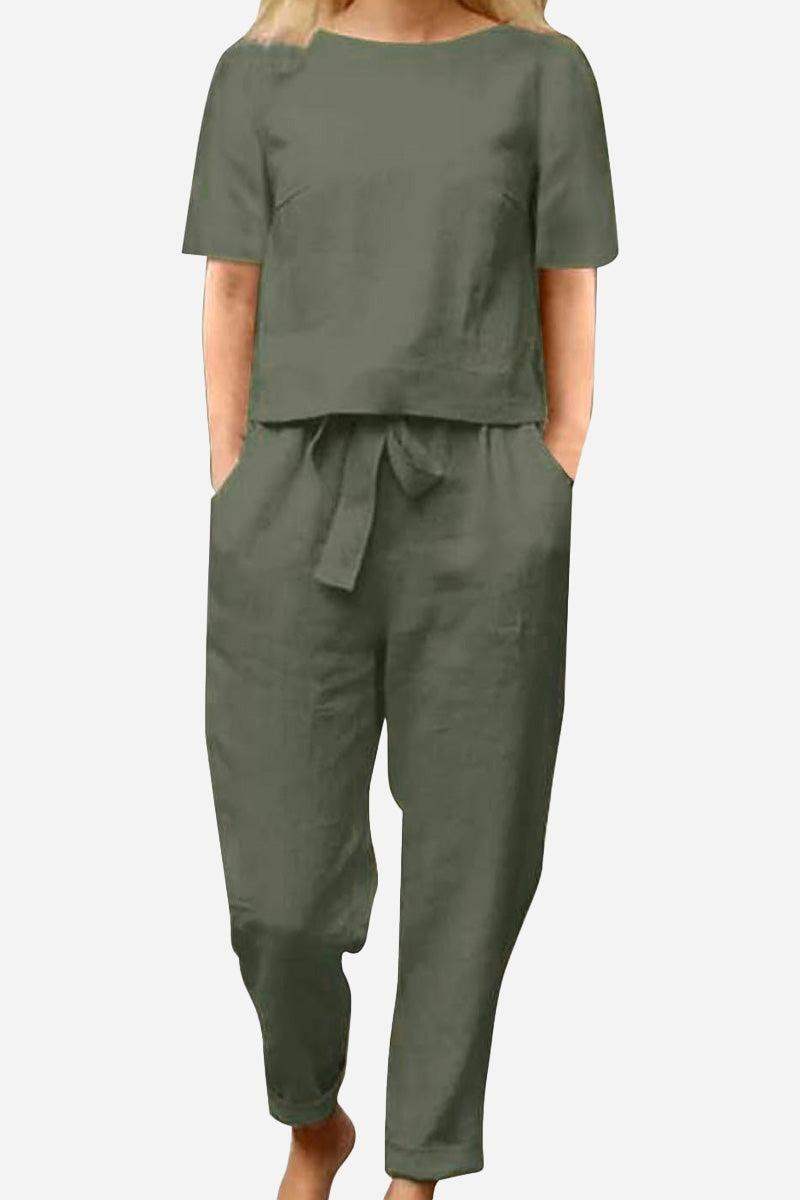 ADDISON™ - Cotton-Linen Blend Monochrome Two-Piece Set