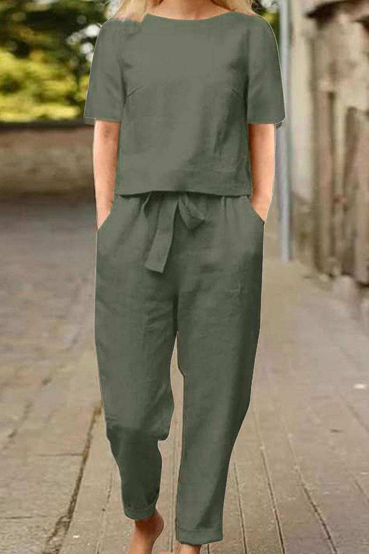 ADDISON™ - Cotton-Linen Blend Monochrome Two-Piece Set