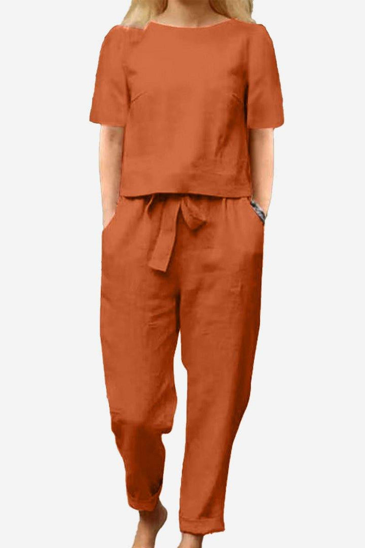 ADDISON™ - Cotton-Linen Blend Monochrome Two-Piece Set