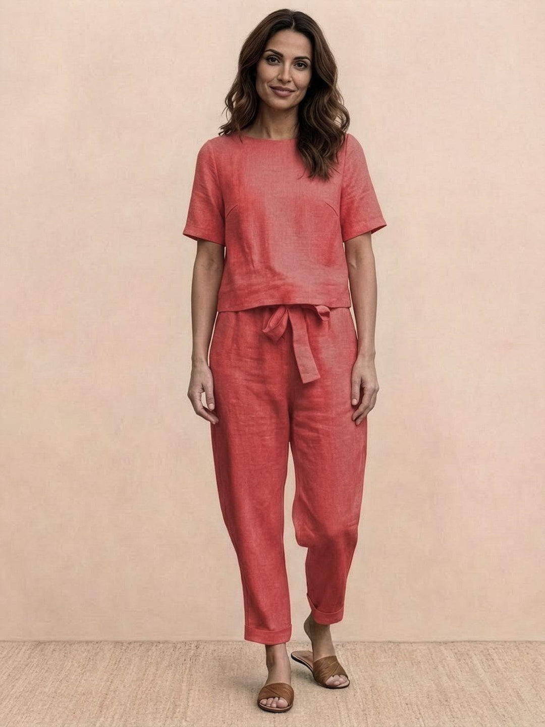 ADDISON™ - Cotton-Linen Blend Monochrome Two-Piece Set