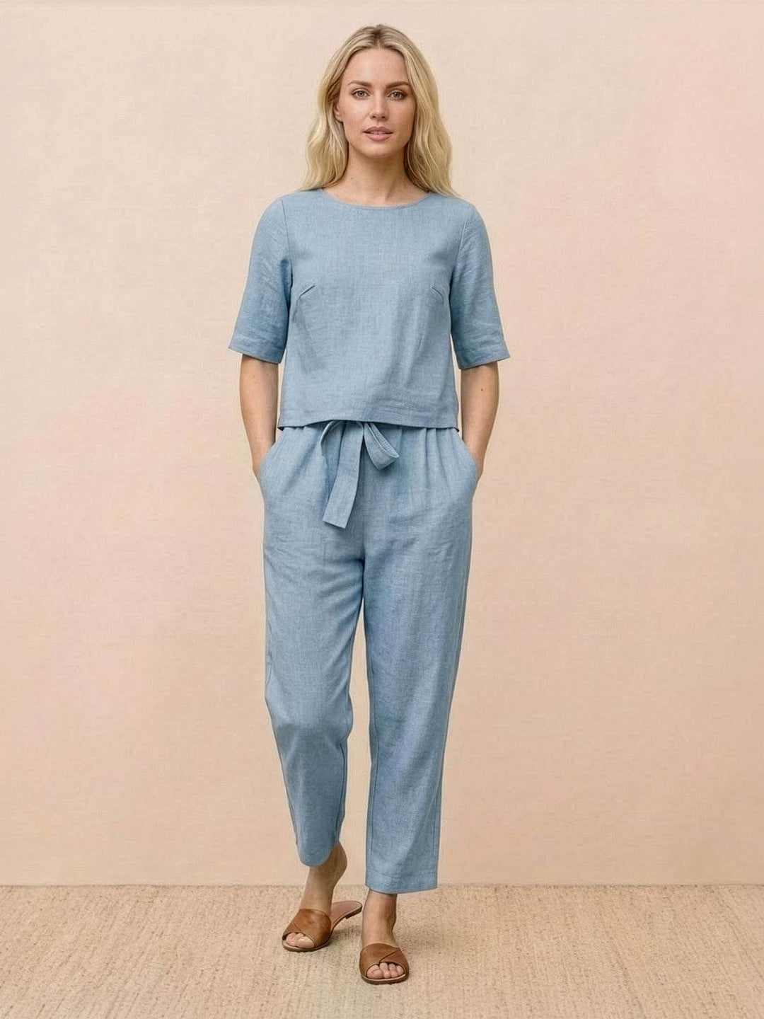 ADDISON™ - Cotton-Linen Blend Monochrome Two-Piece Set