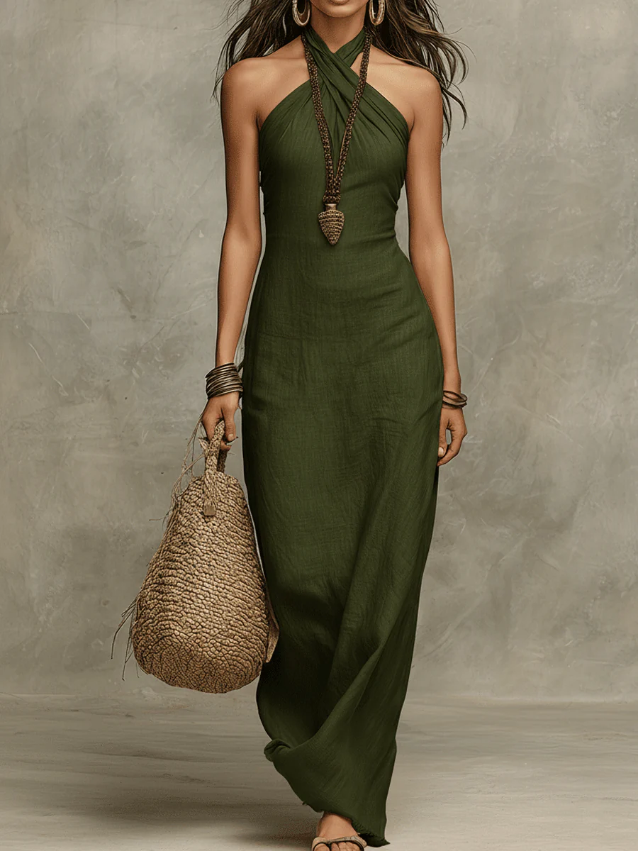 DAISY™ - Crossover Halter Maxi Dress