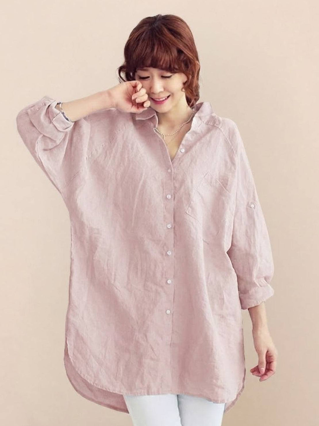 ELSIE™ - Oversized 100% Cotton Linen Shirt