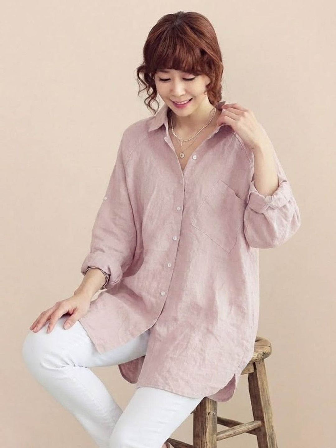ELSIE™ - Oversized 100% Cotton Linen Shirt