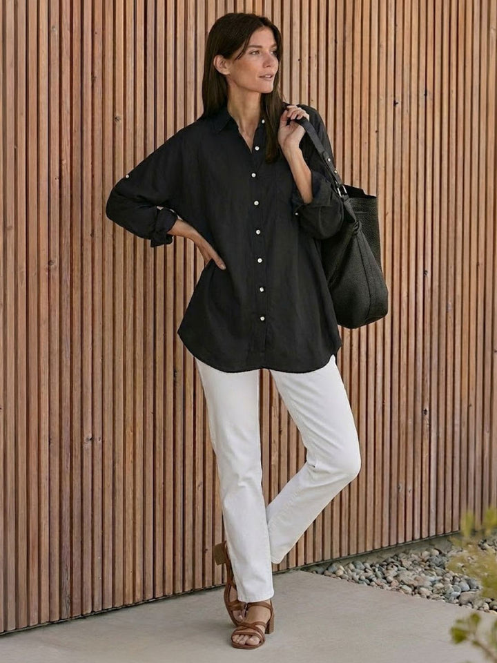 ELSIE™ - Oversized 100% Cotton Linen Shirt