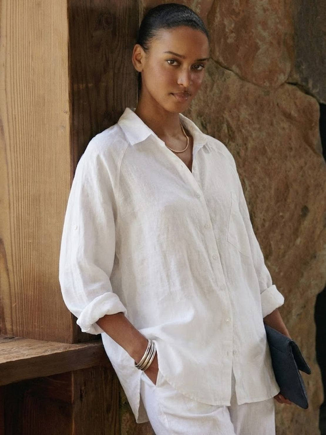 ELSIE™ - Oversized 100% Cotton Linen Shirt