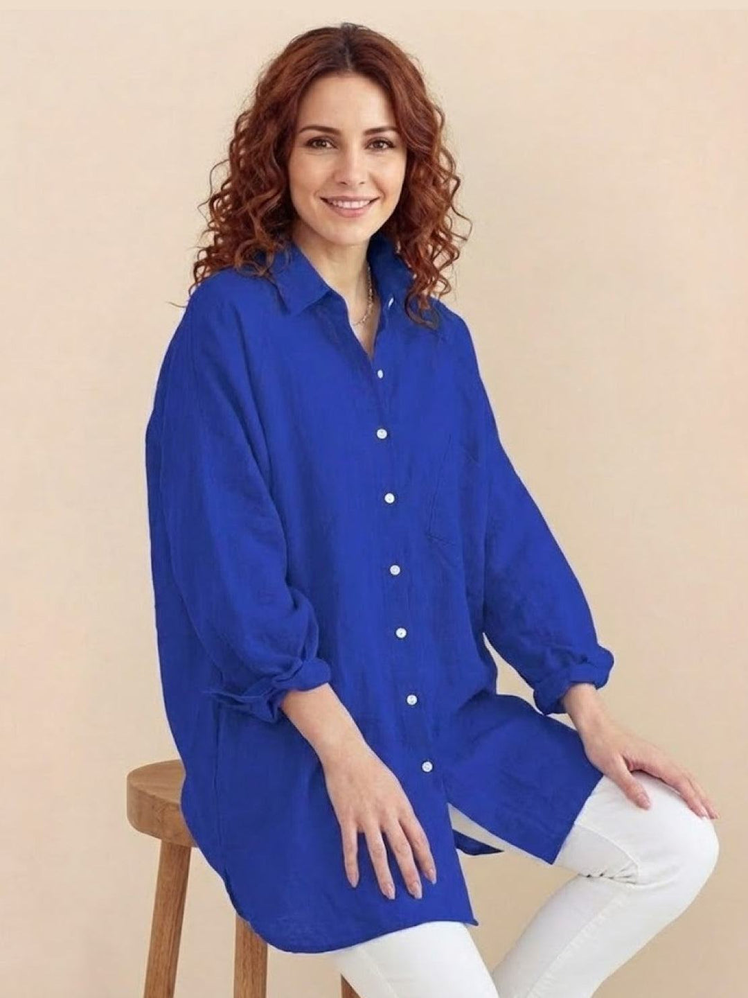 ELSIE™ - Oversized 100% Cotton Linen Shirt