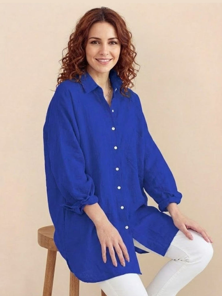 ELSIE™ - Oversized 100% Cotton Linen Shirt