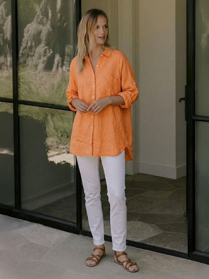 ELSIE™ - Oversized 100% Cotton Linen Shirt