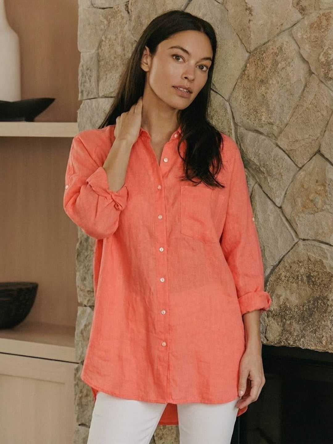 ELSIE™ - Oversized 100% Cotton Linen Shirt
