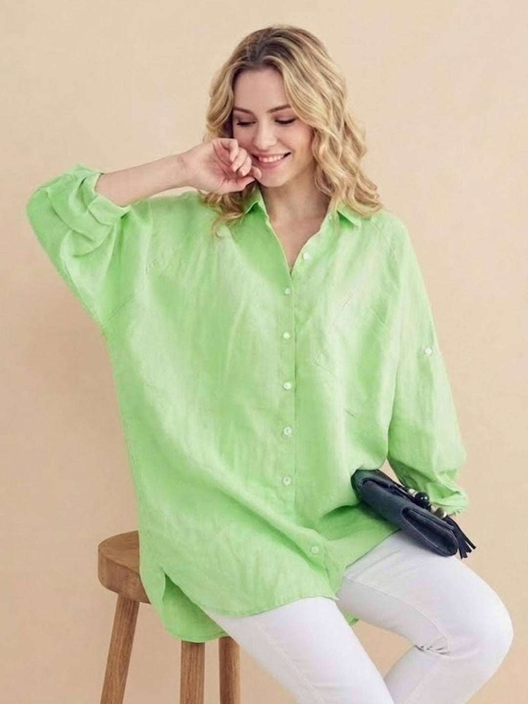 ELSIE™ - Oversized 100% Cotton Linen Shirt