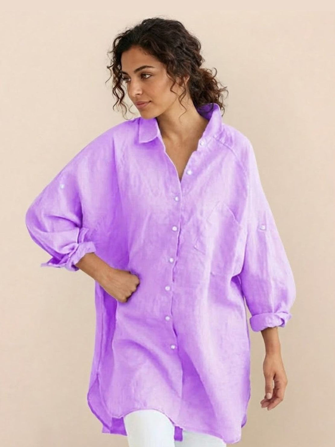 ELSIE™ - Oversized 100% Cotton Linen Shirt