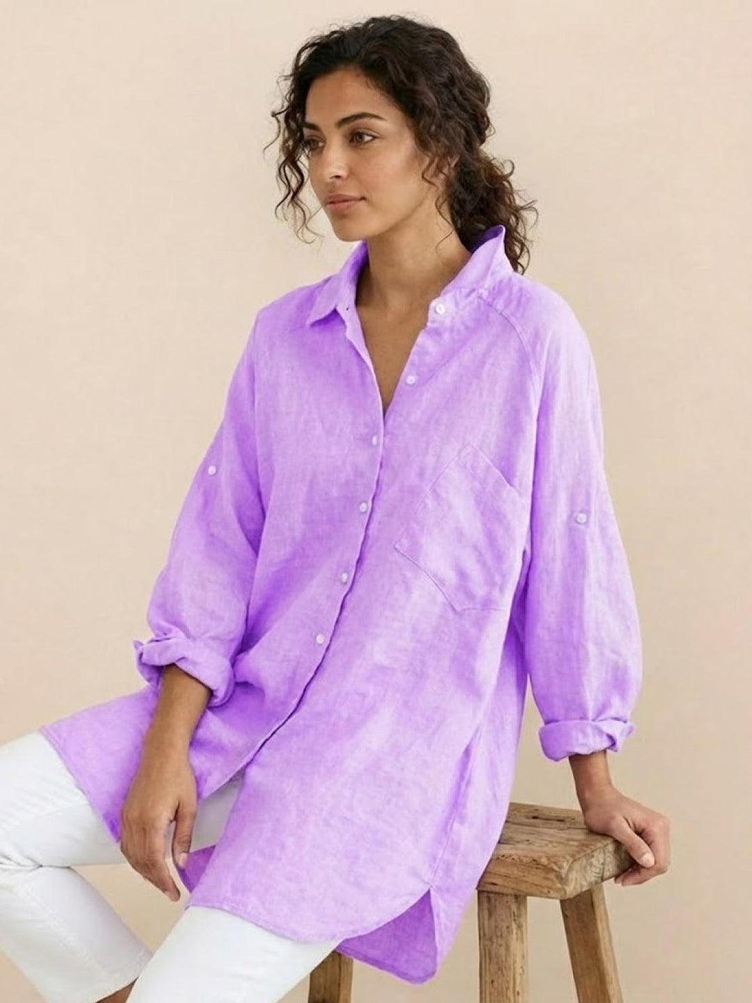ELSIE™ - Oversized 100% Cotton Linen Shirt