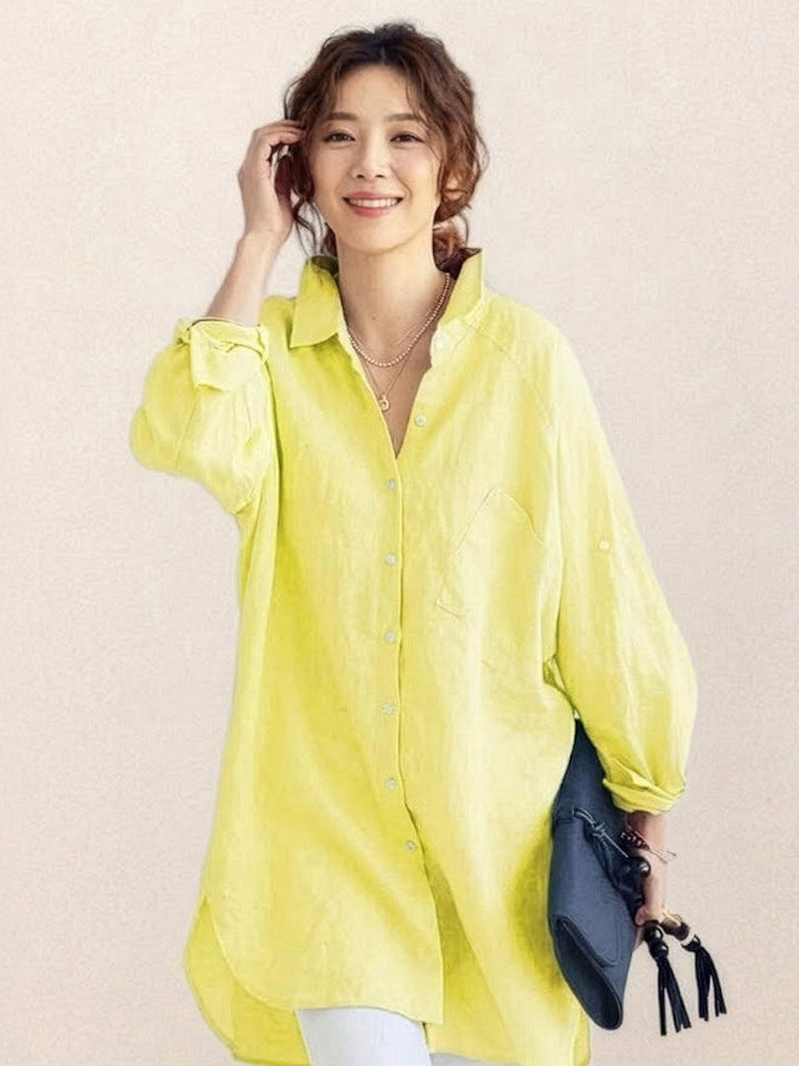 ELSIE™ - Oversized 100% Cotton Linen Shirt