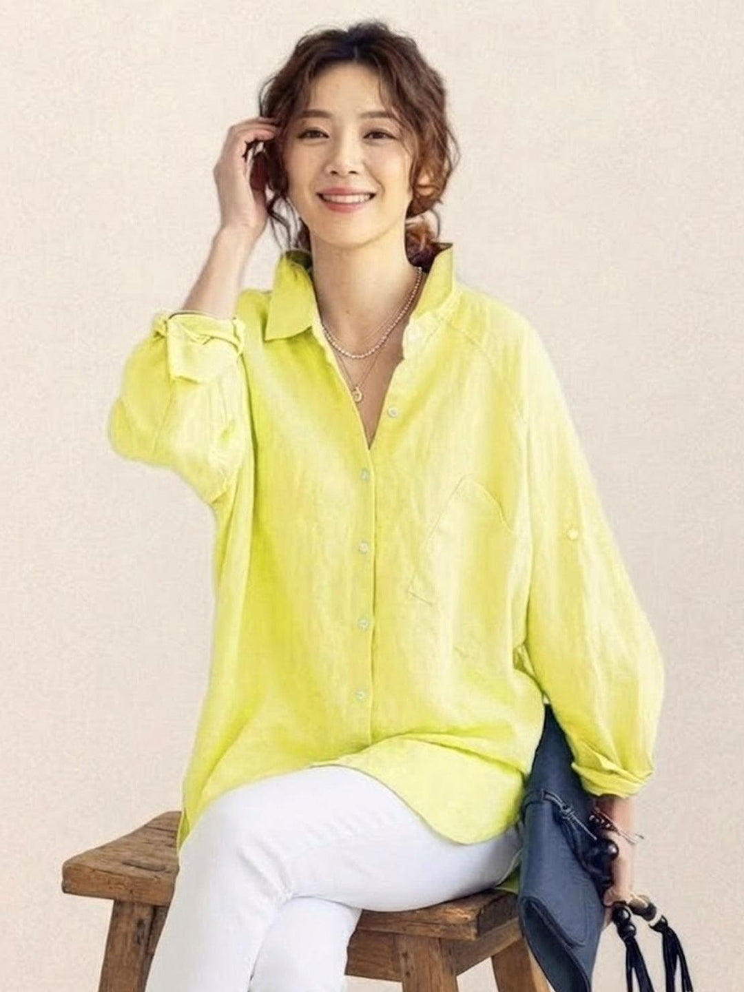 ELSIE™ - Oversized 100% Cotton Linen Shirt