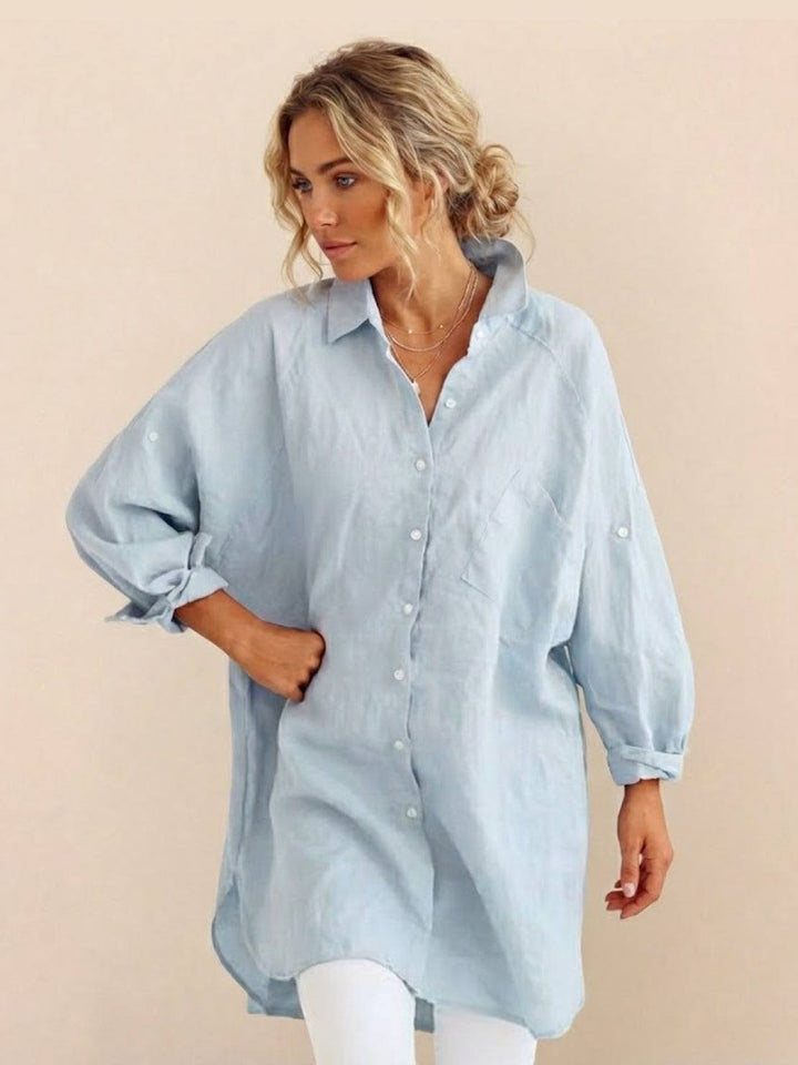 ELSIE™ - Oversized 100% Cotton Linen Shirt