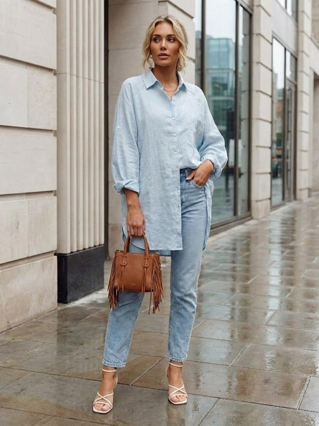 ELSIE™ - Oversized 100% Cotton Linen Shirt
