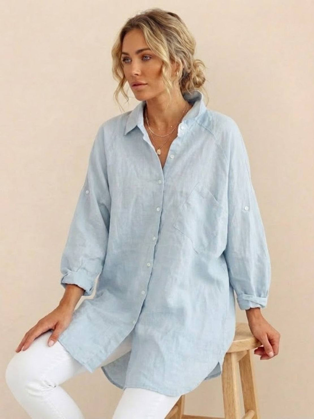 ELSIE™ - Oversized 100% Cotton Linen Shirt